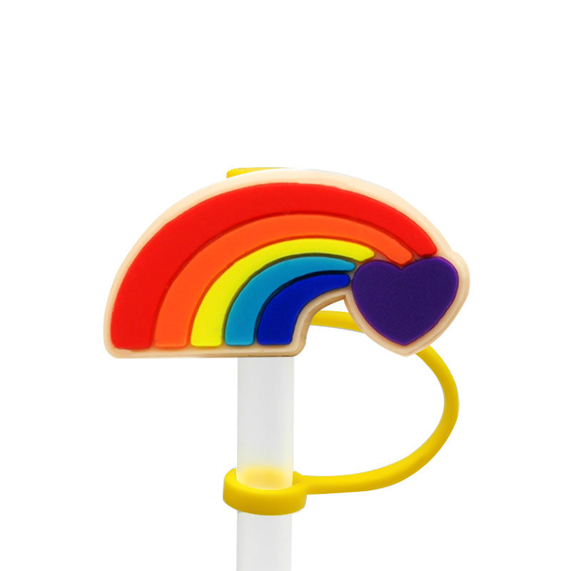 Wholesale 10PCS 7-8mm PVC Rainbow LGBT Straw Tube Cap