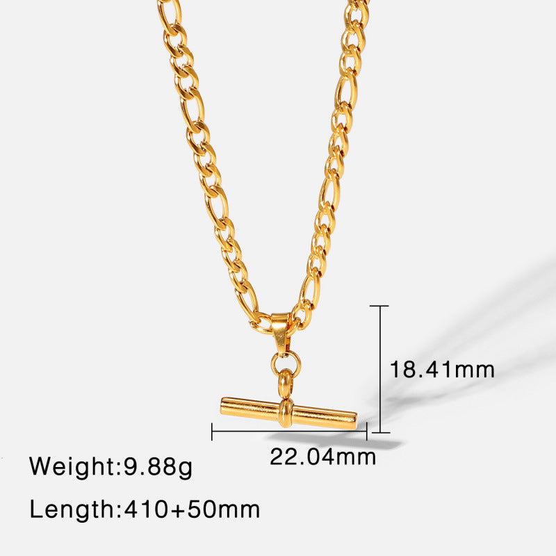 Wholesale 18K Gold Plated Stainless Steel Cuban Chain Necklace With T Bar Pendant Punk Hip Hop Style Jewelry For Everyday Wear