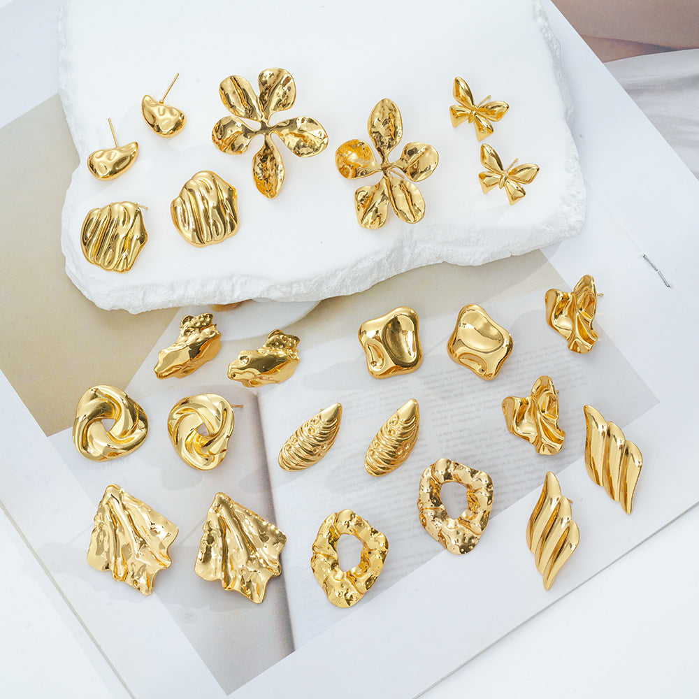 Wholesale Chic Flower and Butterfly Design Titanium Steel Earrings Fashion Jewelry Accessory for Party Wear