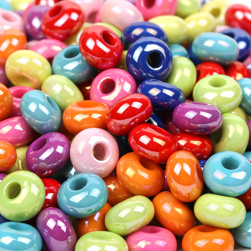 Perles rondes plates en plastique, 100 pièces, couleur unie, vente en gros