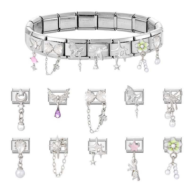 Wholesale Italian Charm Bracelet 9mm DIY Splicing Cute Creative Pendant Stainless Steel Composable Bracelet