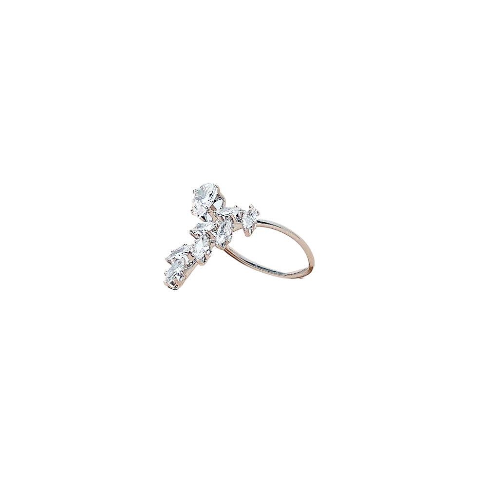 Wholesale light luxury rhinestone  leaf ring