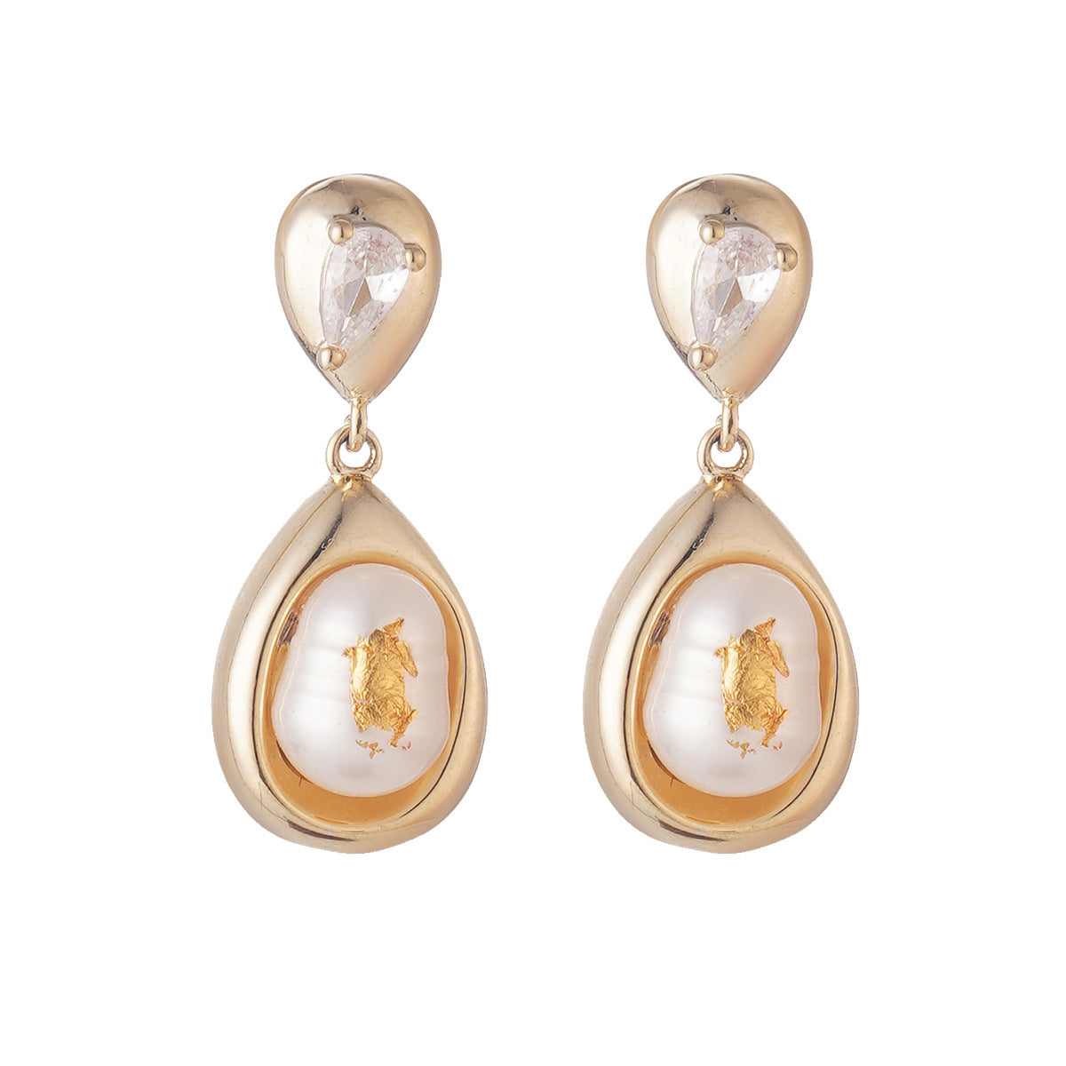 Wholesale Retro  Pearl Heart Earrings Silver Tassel Ring Leaf Splicing Necklace