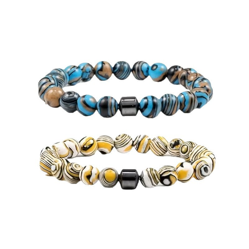 Wholesale Stone Glass Beaded Bracelet Hematite Turquoise Style Blue Geometric Unisex Everyday Wear