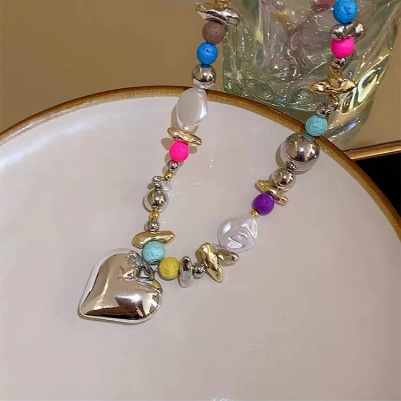 Wholesale Heart-shaped clavicle chain baroque pearl necklace