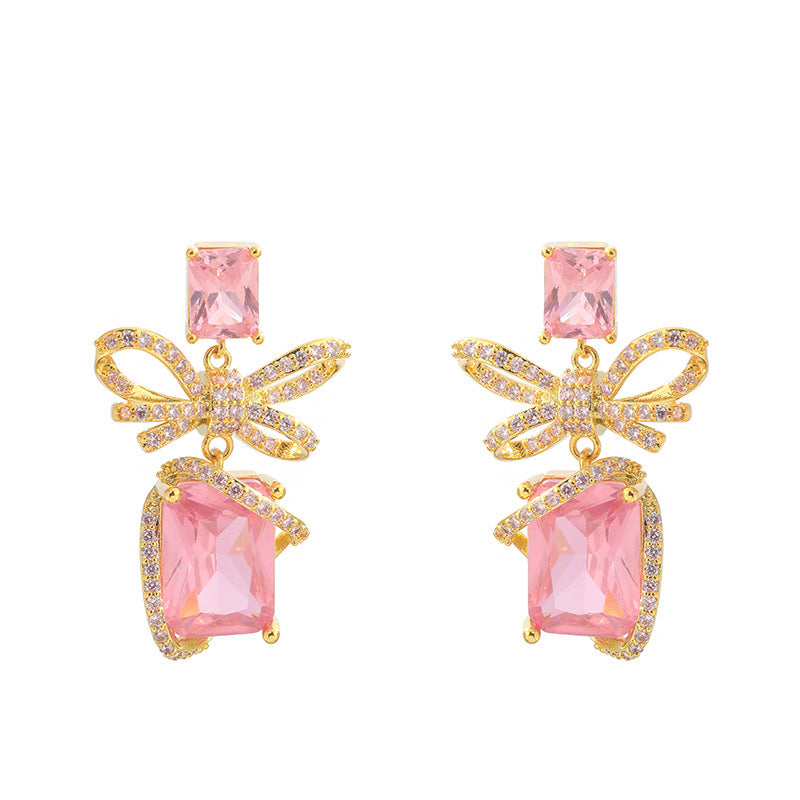 Wholesale 925 Silver Needle Ice Cube Transparent Copper Earrings  ACC-ES-ZhiLing003