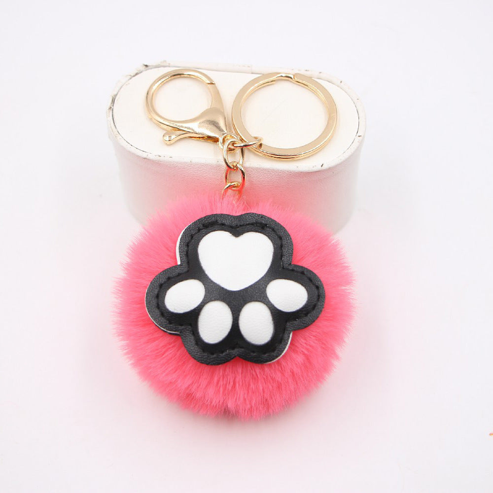 Wholesale Cute Cat Paw Pom Pom Keychains ACC-KC-Zuge006