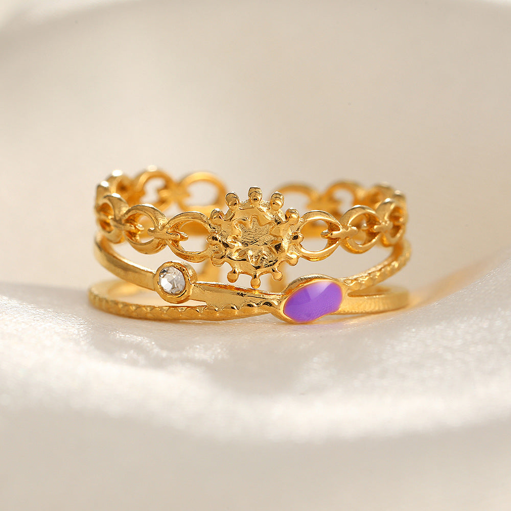 Wholesale Stainless Steel Micro Inlaid Zircon Loose Rings ACC-RS-TaiMei003