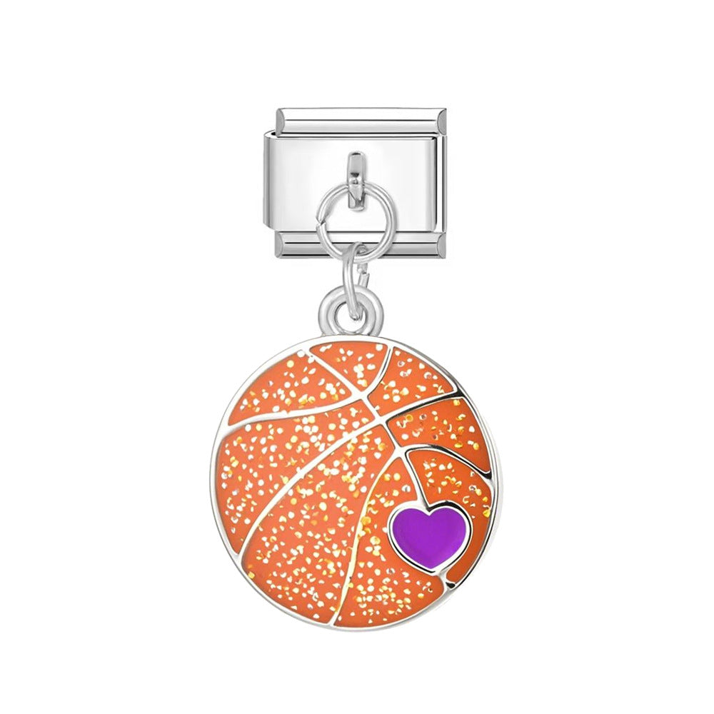 Wholesale  Italian Charm Bracelet 9mm DIY  Football Basketball Ball   Creative Stainless Steel Composable Bracelet