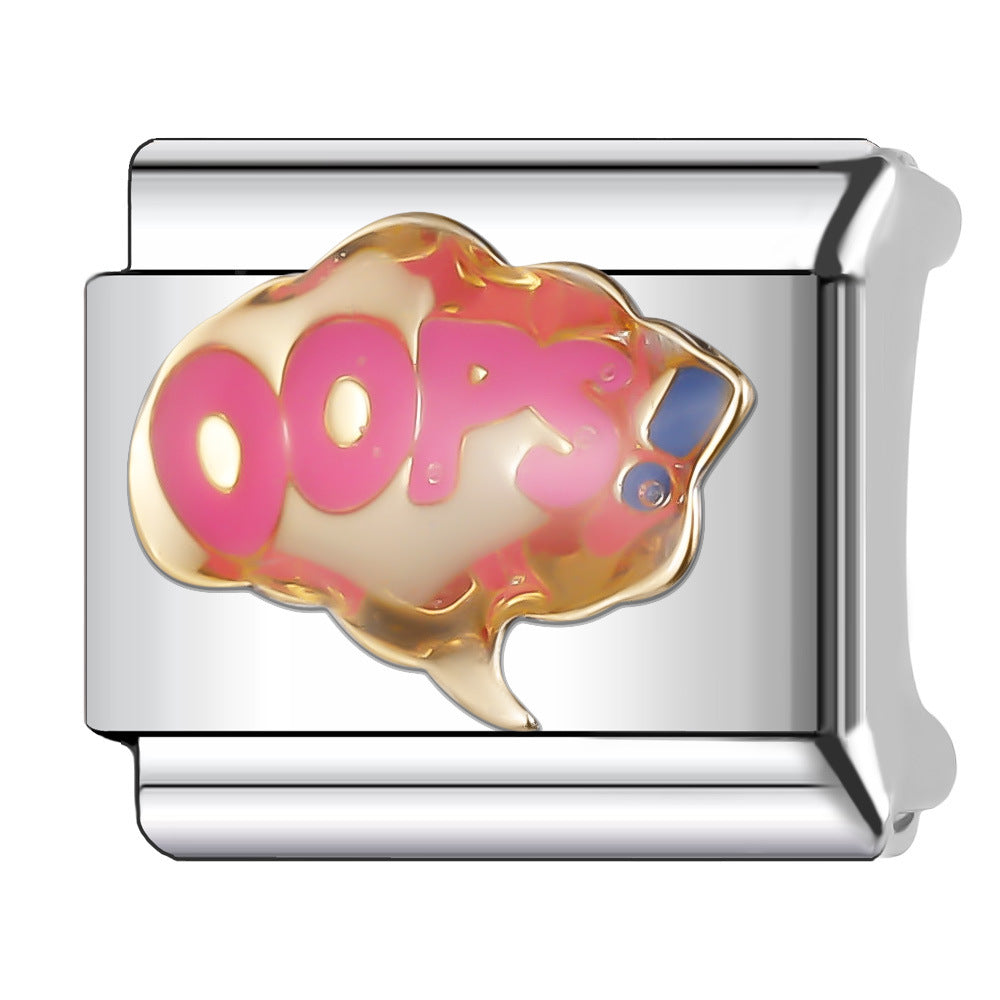 Wholesale Italian Charm Bracelet 9mm DIY Splicing English Retro Series Stainless Steel Composable Bracelet