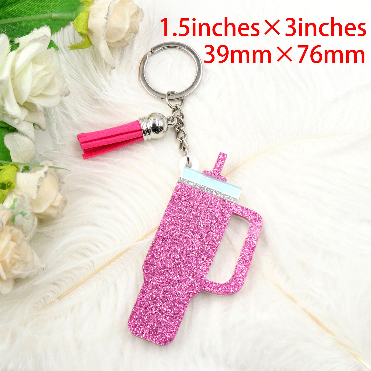 Wholesale Mug Glitter Acrylic Keychain Mug Lover Gift Creative Keychain ACC-KC-XiaoYan004