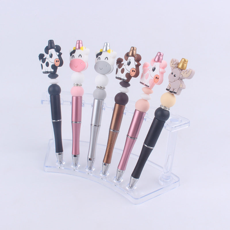 Wholesale  creative  cartoon animal cow silicone beads beaded pen