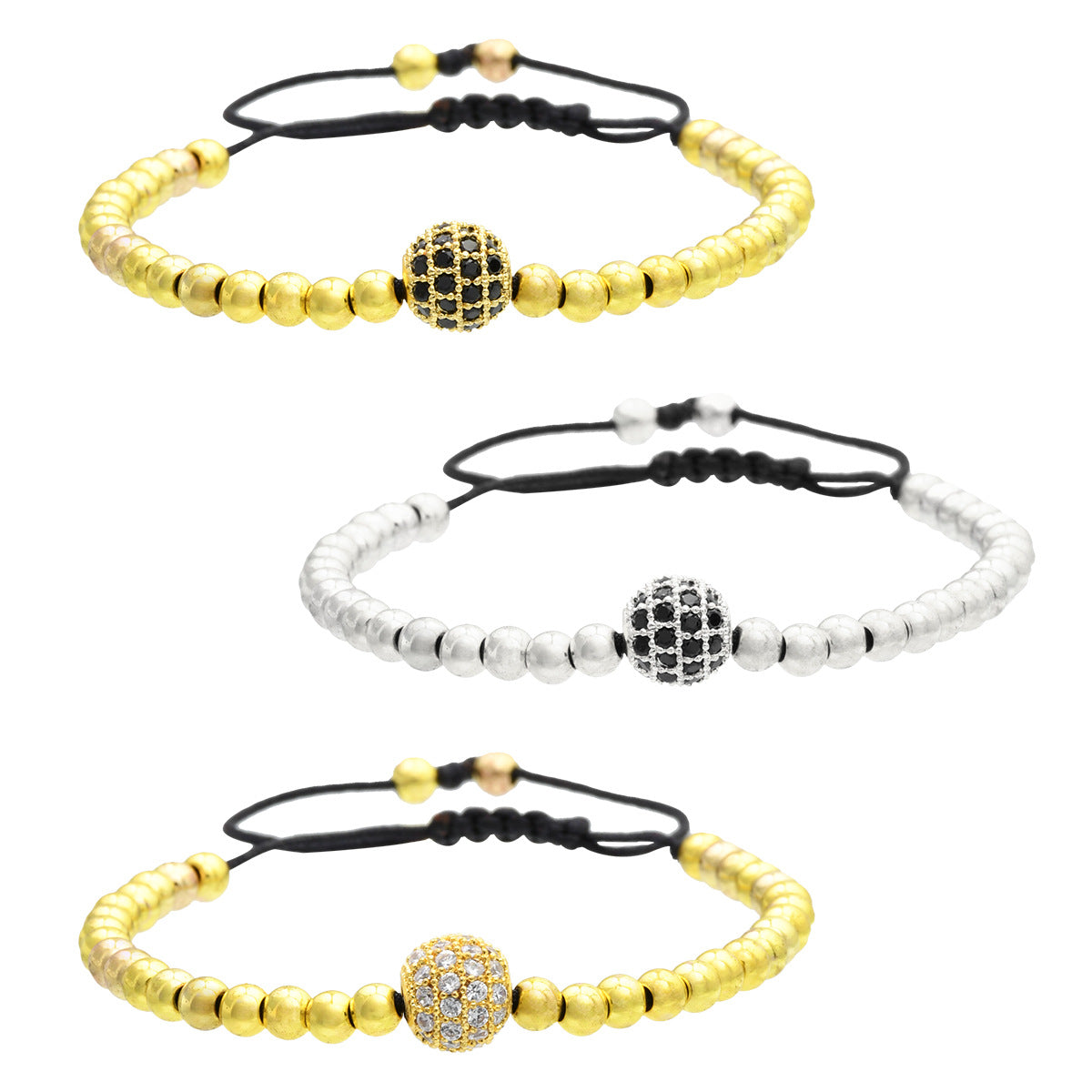 Wholesale Trendy European American Style Gold Copper Bead Zircon Bracelet Alloy Handmade Fashion Accessory for Women