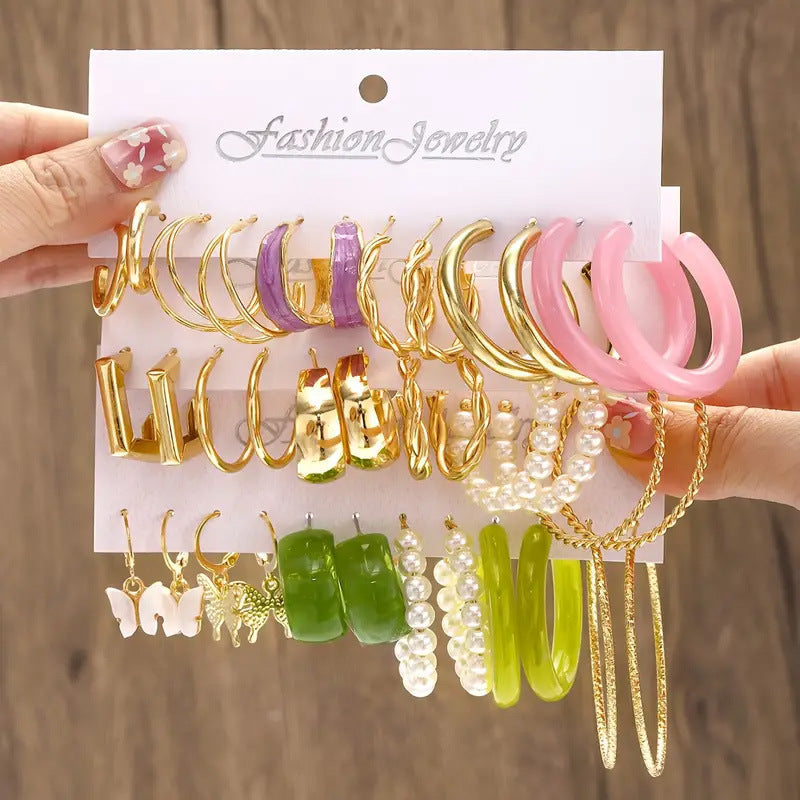 Wholesale  Alloy Earrings Square Butterfly Geometric Earrings suit