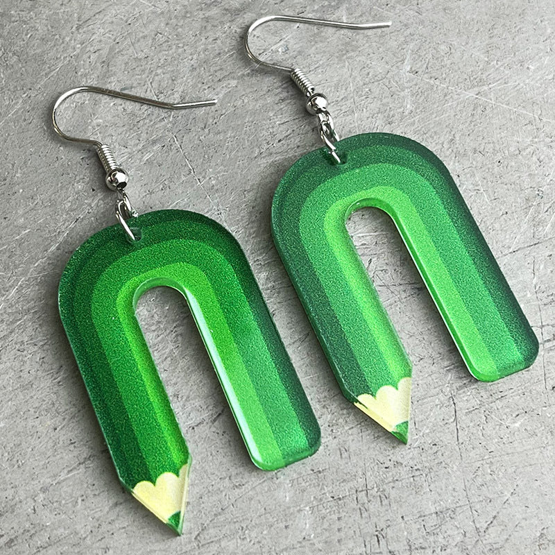 Wholesale 2 Pairs/pack Teachers Colored Pencil Art Acrylic Earrings Teacher's Day ACC-ES-HY020