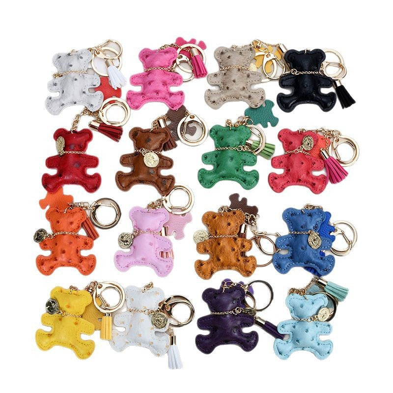 Wholesale Chic White Leather Bear Keychain - Decorative Bag Charm &  Car Key Accessory