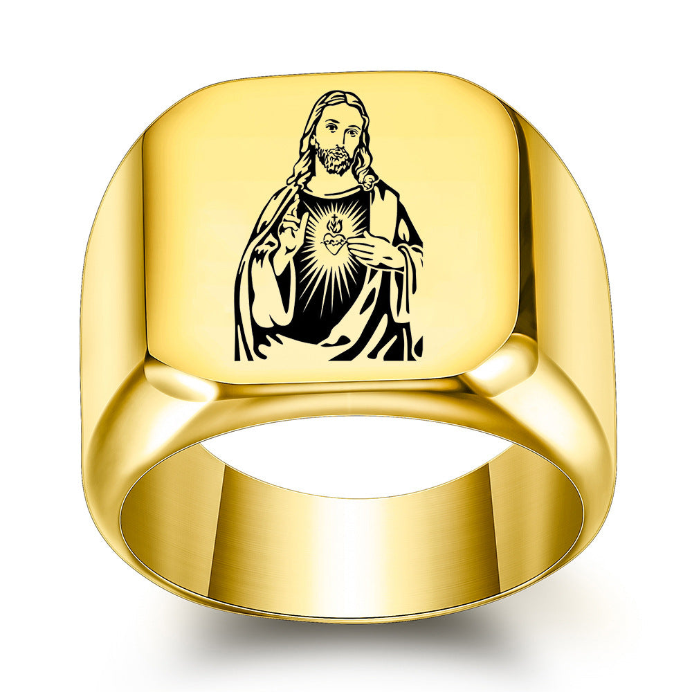 Wholesale Square Polished Titanium Steel Rings ACC-RS-ZhongZhe002