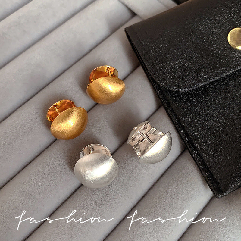 Wholesale  Metal Silver brushed Ball Ear Buckle  Light Luxury Earrings