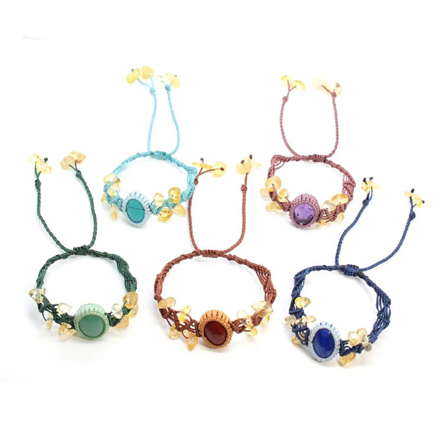 Wholesale Fashion Handmade Braided Crystal Bracelet Adjustable Gemstone Jewelry Gift For Couple Students Boutique Resale