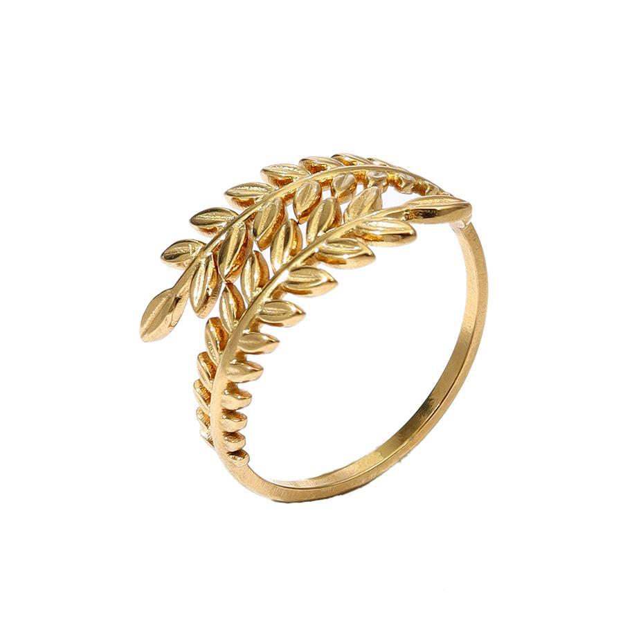 Wholesale Leaf Love Stainless Steel Ring 18k Gold Plated Rings ACC-RS-MuC005