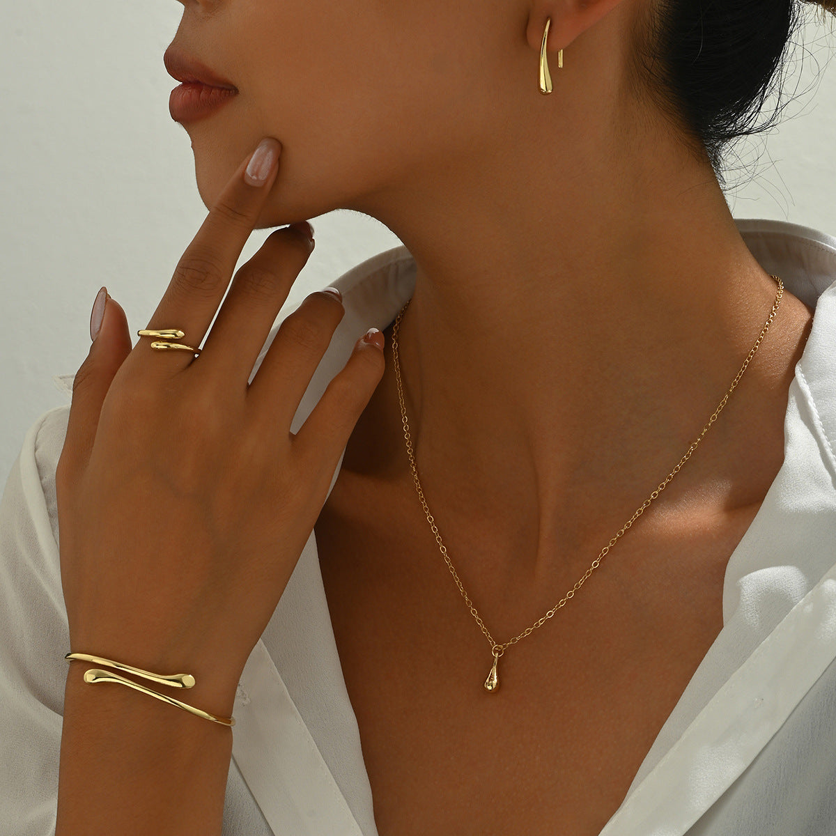 Wholesale  Water Drop Design Ring Distinctive Opening Adjusting Bracelet Necklaces