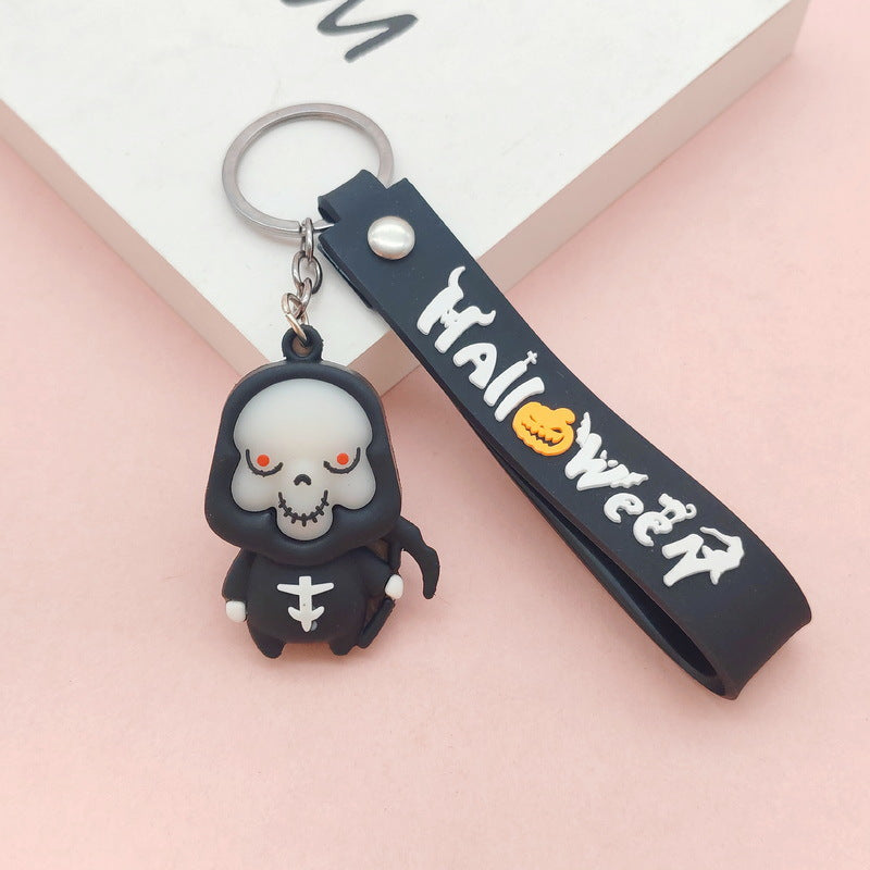 Wholesale Cute  Soft Glue Keychain Pendant Skull Pumpkin Cartoon Car Key Accessory Gift