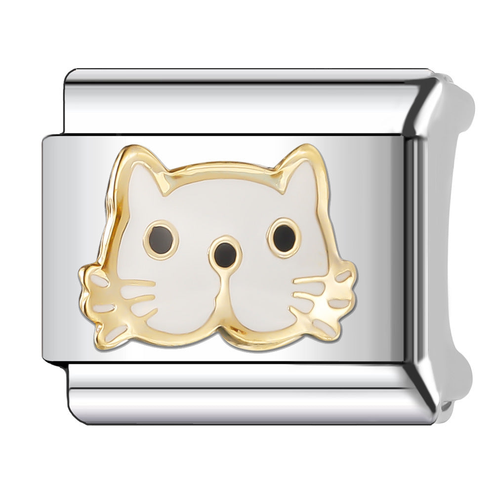 Wholesale Italian Charm Bracelet 9mm DIY Splicing Cute Pet Series Stainless Steel Composable Bracelet