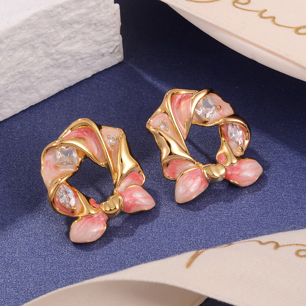 Wholesale Three-Color Rose Pearl Stud Earrings