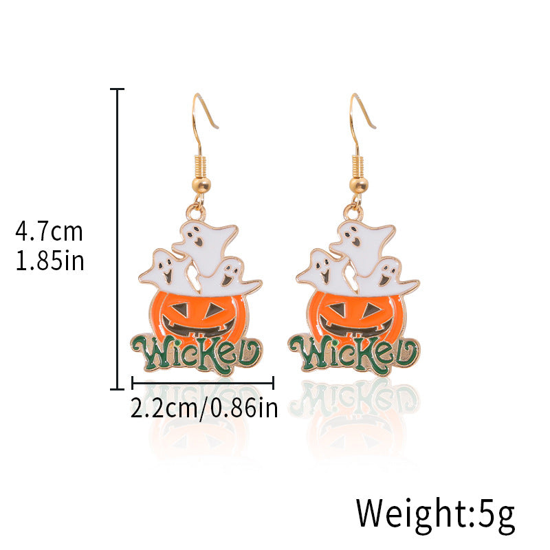 Wholesale Alloy  Earrings - Cute Ghost and Pumpkin Skull for Party Wear