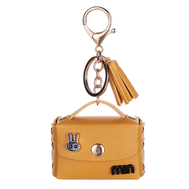 Wholesale  Leather Earphone Storage Bag Third Generation Bluetooth Earphone Case Wireless Keychain