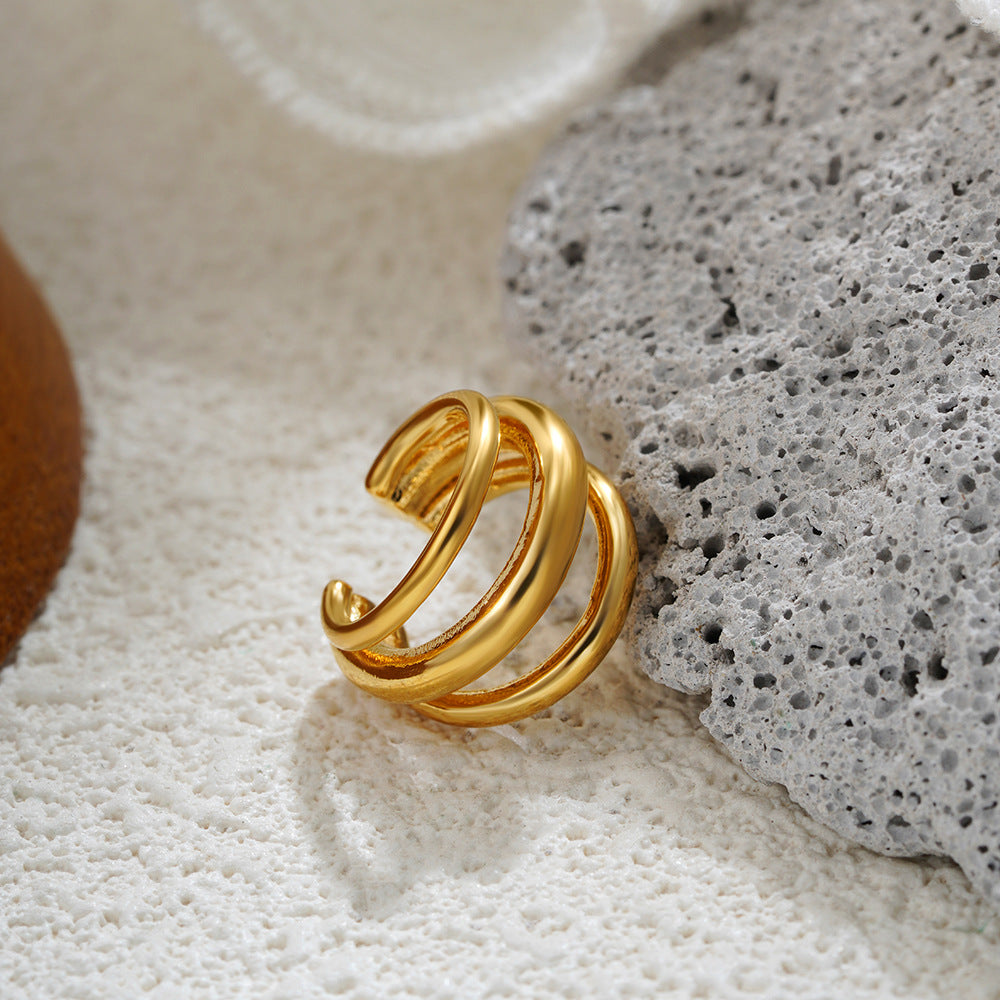 Wholesale 18K Gold Simple C- shaped Ear Clip Without Ear Holes Ear Clip