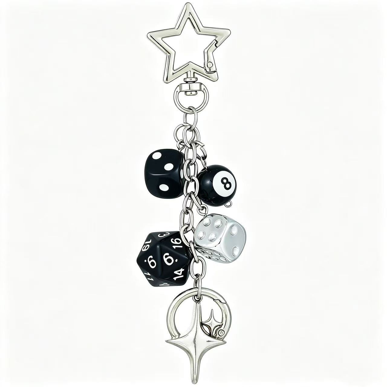 Wholesale Stylish Lucky Dice Star Pendant Keychain Alloy Pink Jewelry Accessory For Resale