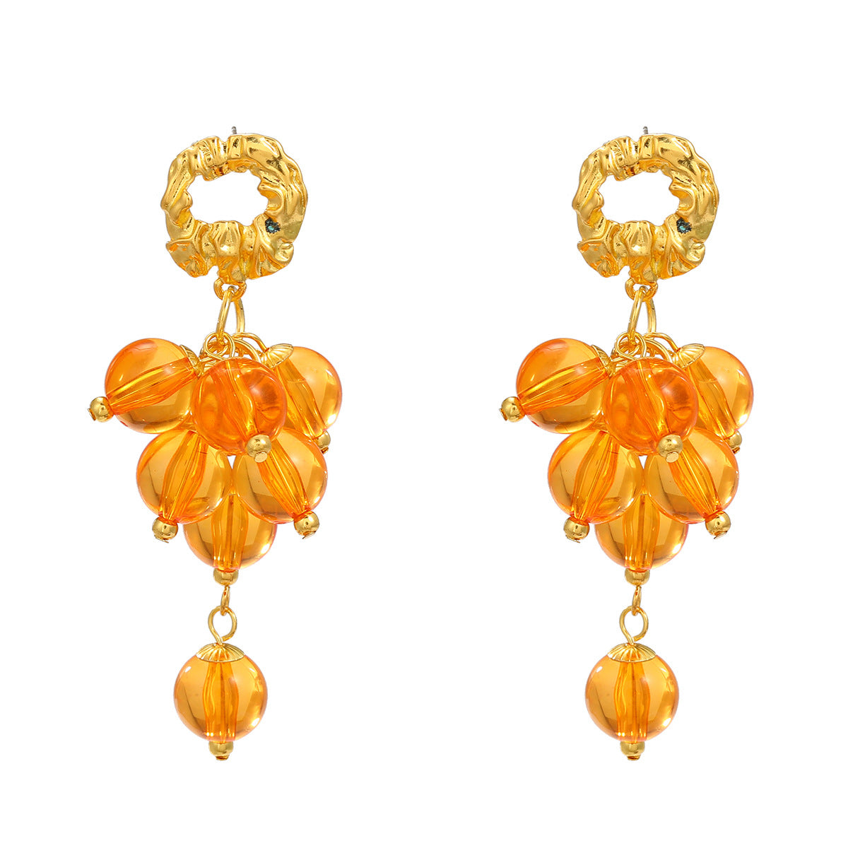 Wholesale multi-layered spherical resin braided floral alloy earrings ACC-ES-JL018