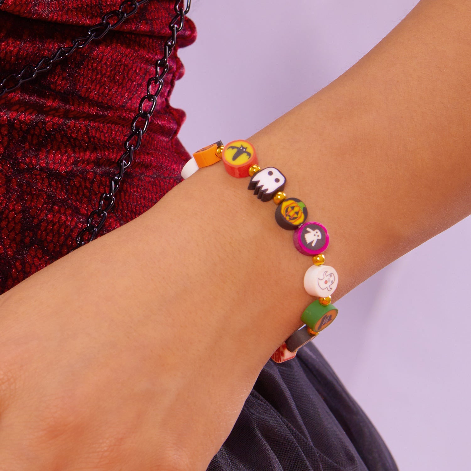 Großhandel Halloween Element Armband Weiche Keramik Kürbis Geisterperlen Armbandschmuck Schmuck