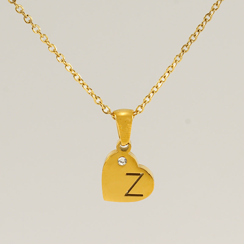 Wholesale Diamond Heart Letter Necklace ACC-NE-ZhongYao005