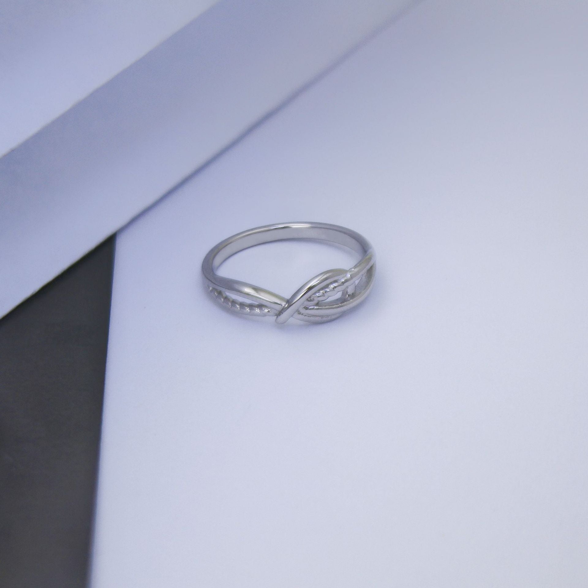Wholesale Stainless Steel Ring with Geometric Knot Design