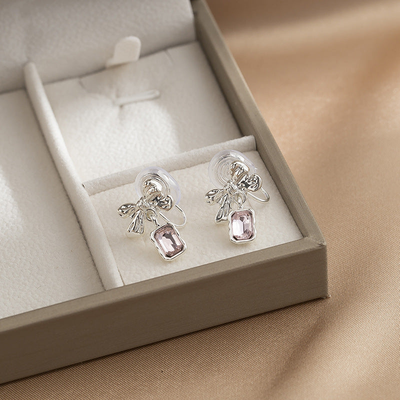Wholesale light luxury bow pink stud earrings