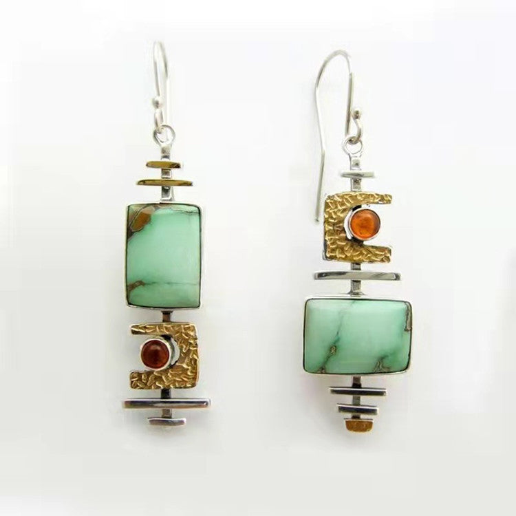 Wholesale  retro creative turquoise color separation earrings