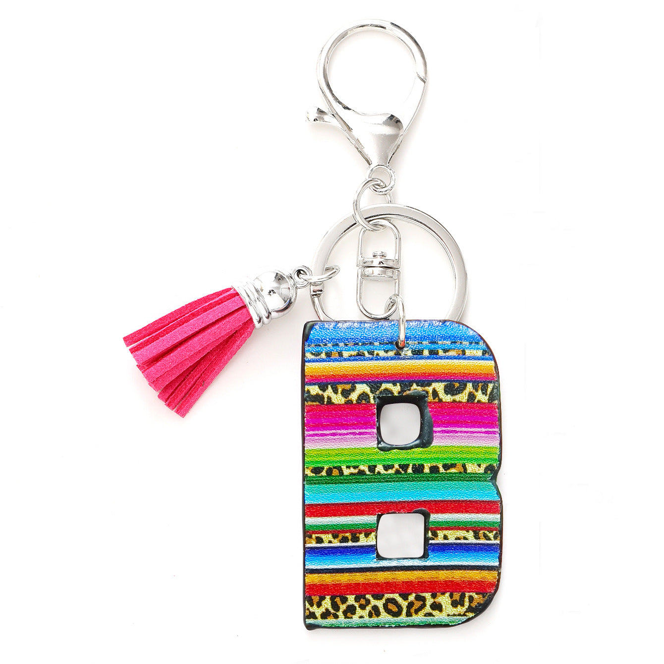 Wholesale Western Style Aztec Leopard Leather Letter Tassel Keychain ACC-KC-YTian009