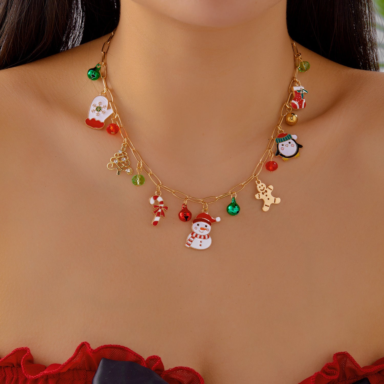 Wholesale Santa Christmas tree snowman necklace