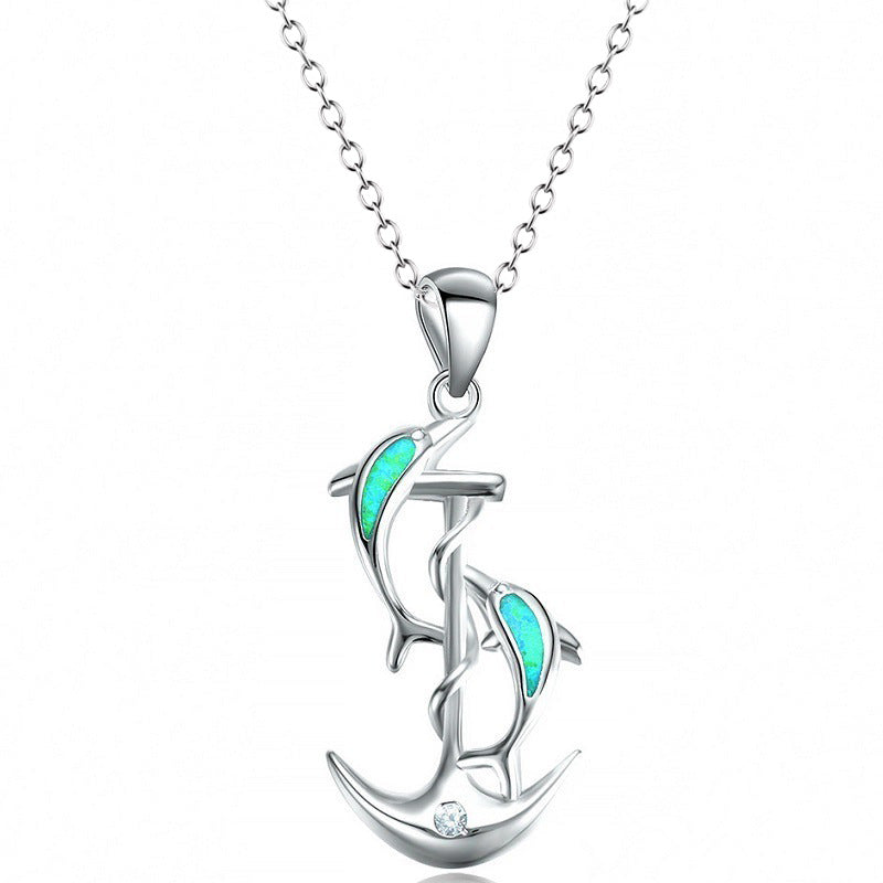 Wholesale dolphin opal alloy necklace ACC-NE-XunOu004