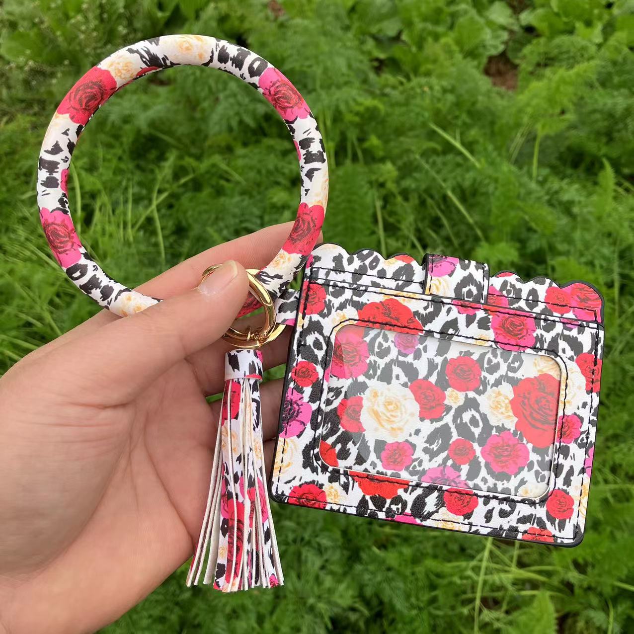 Wholesale Leopard Print PU Leather Tassel Keychain Wallet - Chic Fashion Accessory for Gift