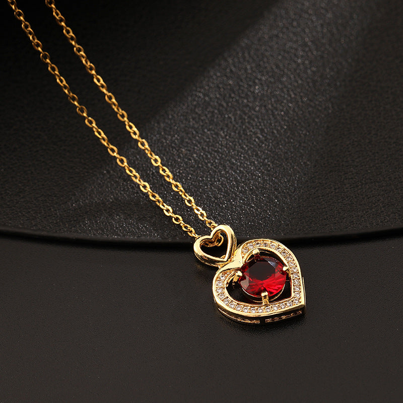 Wholesale Heart Micro Inlaid Colorful Zircon Clavicle Necklaces Choker Necklace ACC-NE-SY013