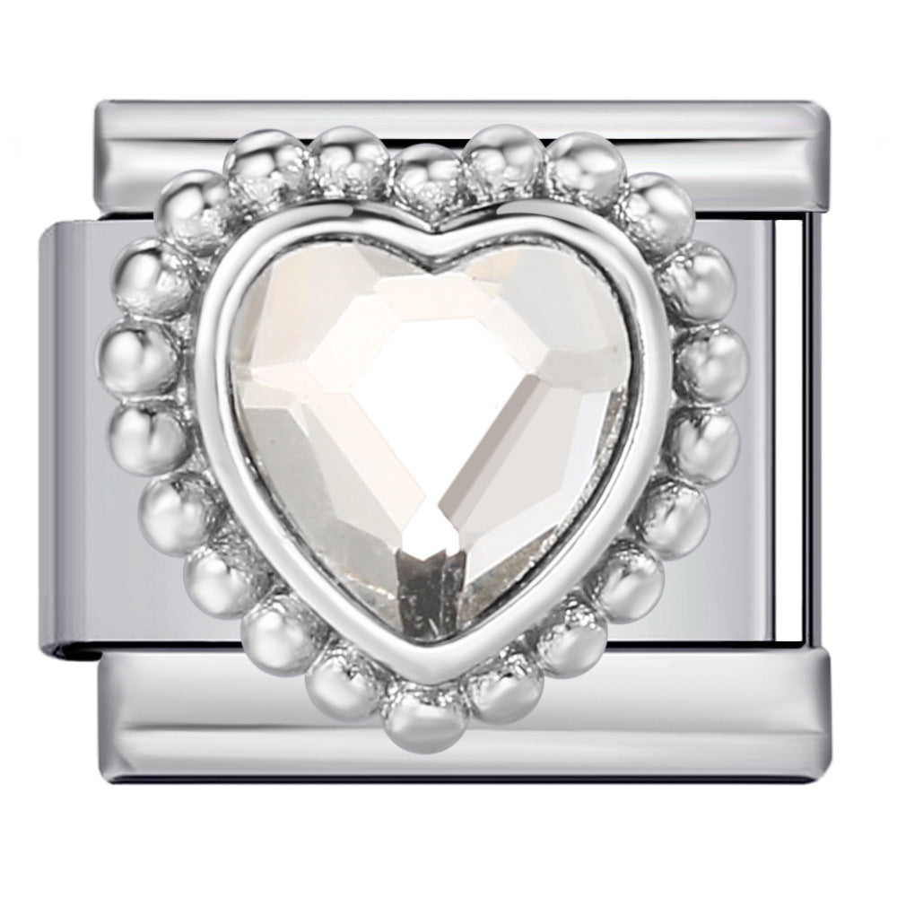 Wholesale Italian Charm Bracelet 9mm DIY Splicing Colored Zirconia Stainless Steel Composable Bracelet