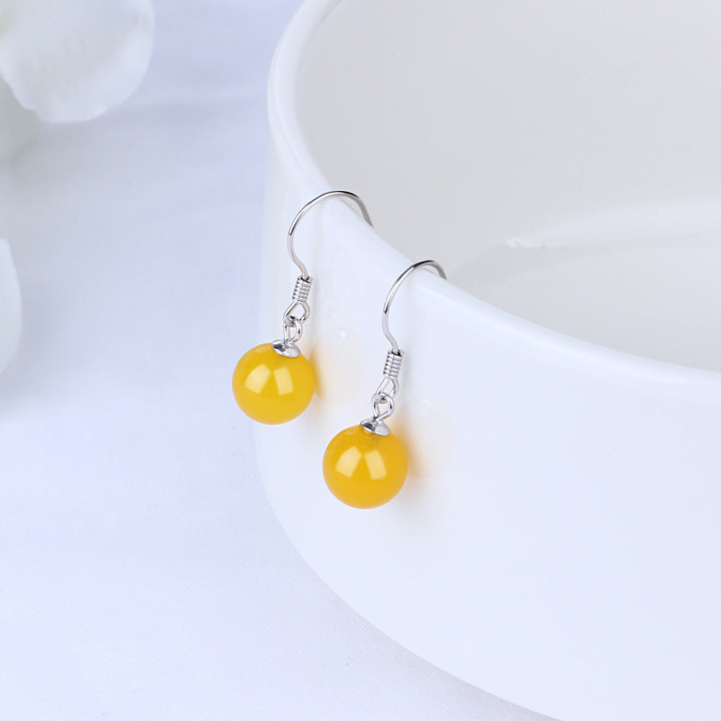 Wholesale  Natural Agate S925 Silver Earrings