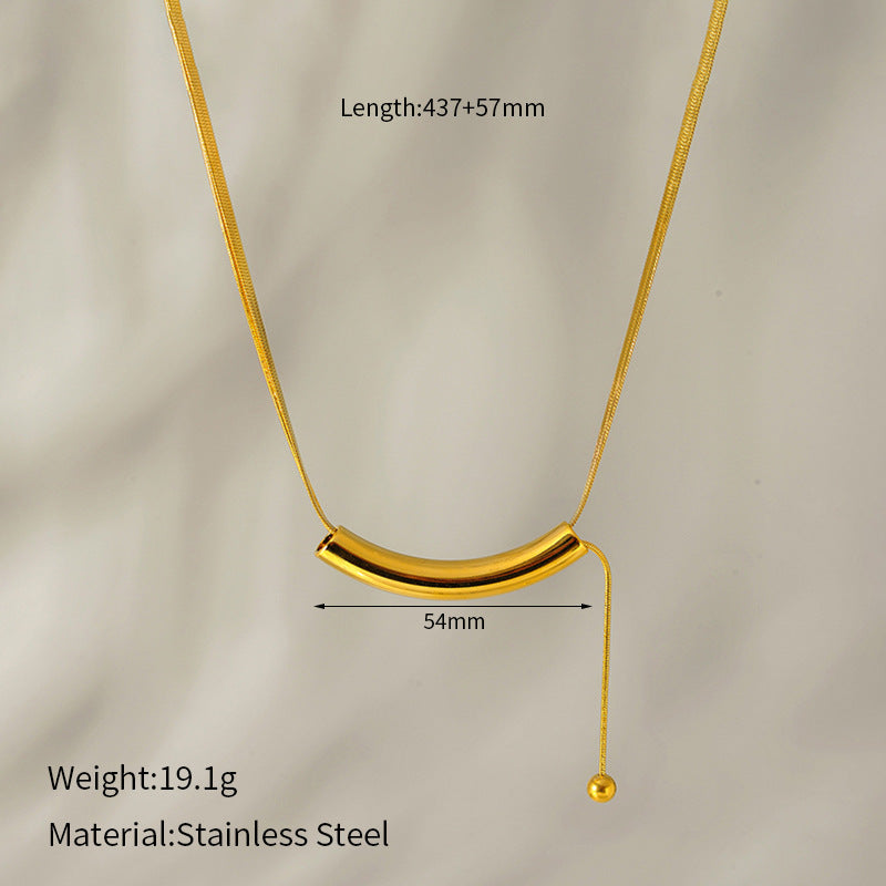 Wholesale Simple Curved Tube Round Pendant Necklace