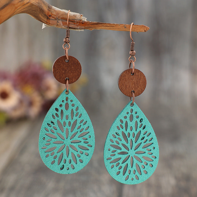 Wholesale Bohemian Retro Multi-Color Drop Leather Earrings Fashion Accessory for Party Gift