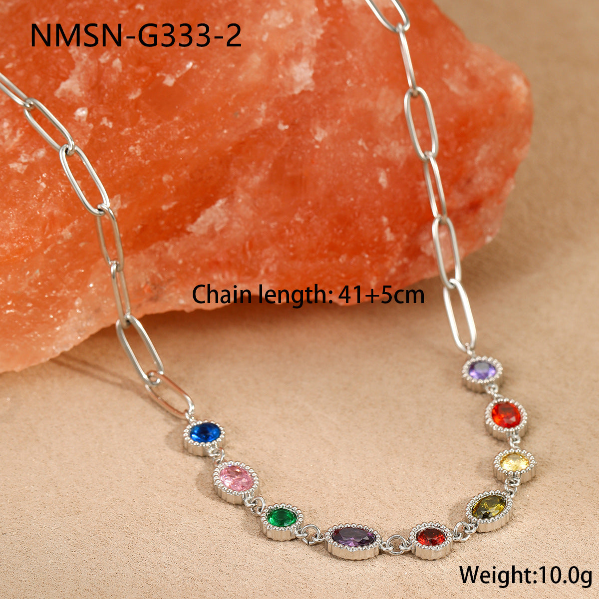 Wholesale Stainless Steel Colorfulful Zircon French Retro  Clavicle Chain