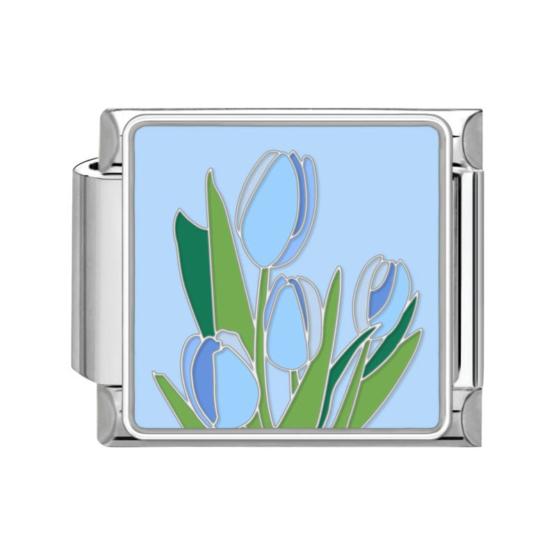 Wholesale Flower Module DIY Bracelet Set Italian Creative Design Stainless Steel Jewelry for Boutique Resale