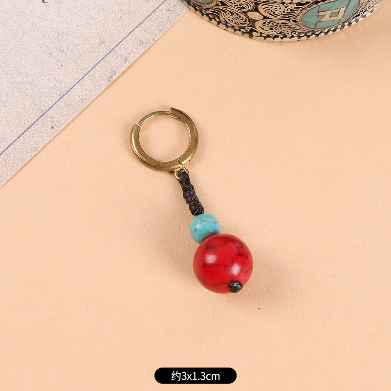 Wholesale Woven Turquoise Ethnic Style Earrings Handmade Vintage Jewelry Accessory Gift